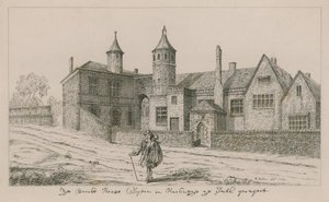 The Brooke House, Clopton em Hackney, o aspecto sul de Wenceslaus Hollar
