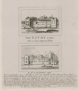 O Savoy em 1650 e como é atualmente em 1792 de Wenceslaus Hollar