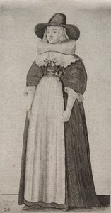 Os vários hábitos das mulheres inglesas, da nobreza às mulheres do campo como são nestes tempos: a mulher com chapéu masculino e corpete com fitas de Wenceslaus Hollar
