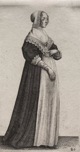 Os vários hábitos das mulheres inglesas, da nobreza às mulheres do campo como são nestes tempos: a mulher da gola alta de Wenceslaus Hollar
