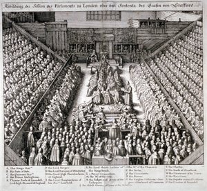 The Trial of Thomas Wentworth, Earl of Strafford, Westminster Hall, Londres, 1641.             de Wenceslaus Hollar