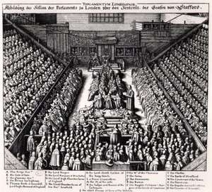O Julgamento do Thomas Wentworth (1593-1641) Conde de Strafford em 1641 de Wenceslaus Hollar