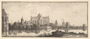 A igreja pela água, 1625-77. de Wenceslaus Hollar