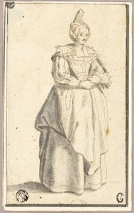 A senhora com o pequeno boné em relevo, após uma estampa de La Noblesse de Wenceslaus Hollar