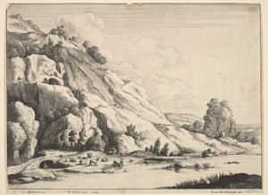 A ponte de pedra, 1649. de Wenceslaus Hollar