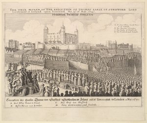 A verdadeira maneira [maneira] da execução de Thomas Earle de Strafford, 1641. de Wenceslaus Hollar
