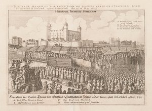 A verdadeira maneira da execução de Thomas Earle de Strafford, Lord Lieutenant of Ireland..., ca 1642 de Wenceslaus Hollar
