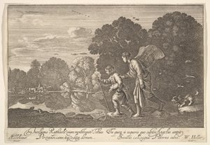 Tobias e o anjo, 1644-52. de Wenceslaus Hollar
