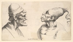 Duas cabeças deformadas, 1625-77. de Wenceslaus Hollar