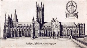 Vista da Catedral de Canterbury do sul, c.1638-66 de Wenceslaus Hollar