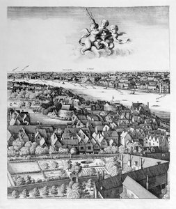 Vista de Londres, publicada em 1647 (cópia fac-símile) (detalhe) de Wenceslaus Hollar