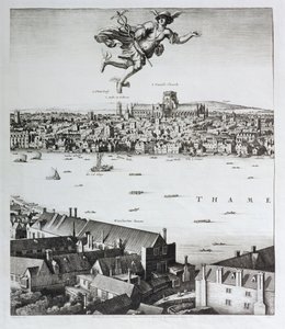 Vista de Londres, publicada em 1647 (cópia fac-símile) (detalhe) de Wenceslaus Hollar