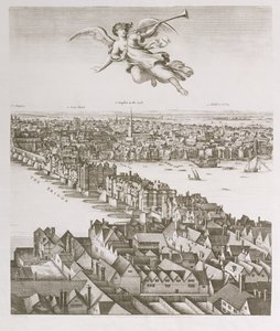 Vista de Londres, publicada em 1647 (cópia fac-símile) (detalhe) de Wenceslaus Hollar