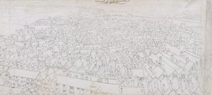 Vista da parte leste de Southwark Olhando em direção a Greenwich (caneta, tinta preta e marrom e lápis sobre papel) de Wenceslaus Hollar