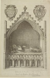 Vista, de, a, túmulo, de, avaline, condessa, de, Lancaster, (wife, de, Edmund, conde, de, Lancaster), em, abadia westminster, 1666