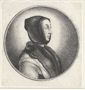 Mulher com lenço preto e estola de pele Medalhões com busto feminino (título da série) de Wenceslaus Hollar
