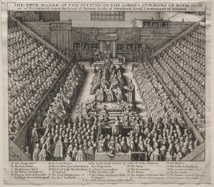 Westminster Hall, Interior, com O Julgamento do Conde de Strafford de Wenceslaus Hollar
