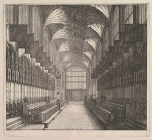Castelo de Windsor, capela de St. Georges, coro, 1663. de Wenceslaus Hollar