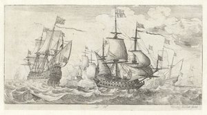 batalha Naval Seascapes (título da série) de Wenceslaus Hollar