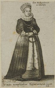 Mulher de Zurique em vestido de noiva de Wenceslaus Hollar