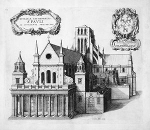 Gravura; água-forte - São Paulo visto do oeste de Wenceslaus Hollar