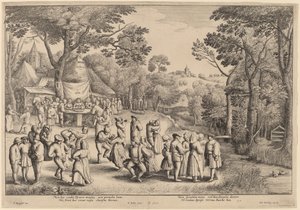Dança de casamento rústica de Wenceslaus Hollar after Jan Brueghel the Elder
