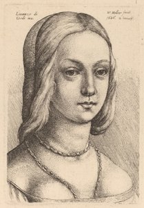 Cabeça de mulher olhando para a direita de Wenceslaus Hollar after Lorenzo di Credi