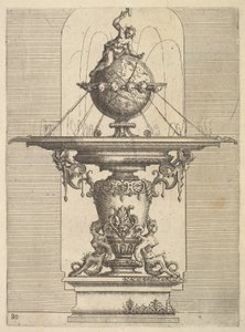 Projeto para uma fonte, placa 80 da Architettura de Dietterlin, 1598. de Wendel Dietterlin the Elder