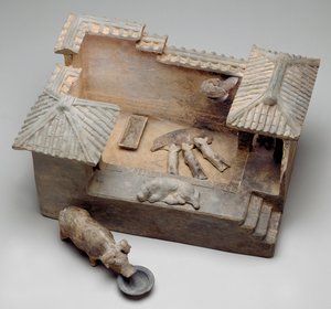 Modelo funerário de chiqueiro (louça de barro)