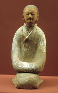 Mulher sentada de calcanhares, 206 BC-8 AD de Western Han Dynasty Chinese School