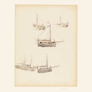 Desenho, Barcaças holandesas, 20 de agosto de 1887 de Whitney Warren Jr.