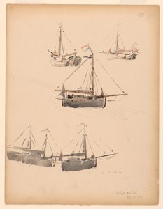 Desenho, Barcaças holandesas, 20 de agosto de 1887 de Whitney Warren Jr.