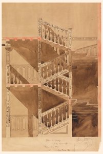 Desenho, Escada de Cluny, Paris, 1887 de Whitney Warren Jr.