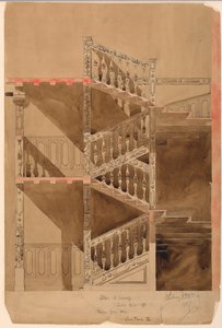 Desenho, Escada de Cluny, Paris, 1887 de Whitney Warren Jr.