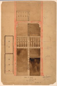 Desenho, Escada de Cluny, Paris, 1887 de Whitney Warren Jr.