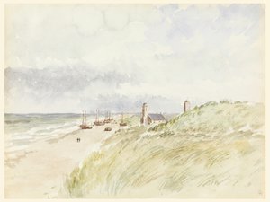 Desenho, A margem de Kativigh, Holanda, 21 de agosto de 1887 de Whitney Warren Jr.