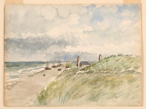 Desenho, A margem de Kativigh, Holanda, 21 de agosto de 1887 de Whitney Warren Jr.