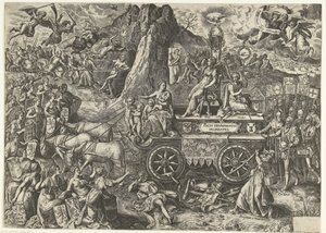 A carruagem da paz, 1577
Pacis triumphantis delineatio (título sobre o objecto) de Wierix