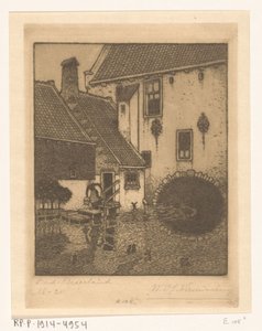 Fachada traseira da Câmara Municipal em Oud-Beijerland Canal na Velha Baviera (título original) de Wijnand Otto Jan Nieuwenkamp (signed by artist)