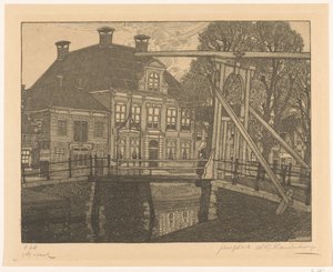 Aris Bridge e Outer Harbour em Edam A Mansão (título original) de Wijnand Otto Jan Nieuwenkamp (signed by artist)