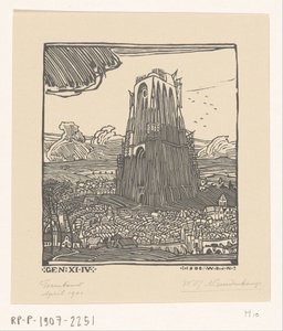 Construção da Torre de Babel Edifício da torre (título original) de Wijnand Otto Jan Nieuwenkamp (signed by artist)
