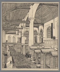 Interior da igreja da Abadia em Rijnsburg de Wijnand Otto Jan Nieuwenkamp (signed by artist)