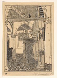 Interior do Noorderkerk em Hoorn de Wijnand Otto Jan Nieuwenkamp (signed by artist)