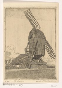 Moinho de milho com duas lâminas em Bennekom O velho moinho (título original) de Wijnand Otto Jan Nieuwenkamp (signed by artist)