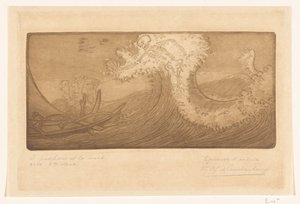 Pescadores no mar e morte O Viajante e a Morte (título original) Le Pecheur et la Mort (título no objeto) de Wijnand Otto Jan Nieuwenkamp (signed by artist)