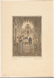 Mulher de fato batendo numa porta da frente em Edam
Na porta da frente (título original)
Entrada na minha casa em Edam (título sobre o objecto) de Wijnand Otto Jan Nieuwenkamp (signed by artist)