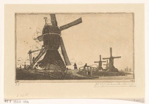 Moinhos de água na Vlist entre Haastrecht e Schoonhoven
Moinhos de água perto de Gouda (título original) de Wijnand Otto Jan Nieuwenkamp (signed by artist)
