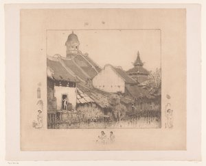 Casas e banhistas em Semarang No Kampong. Semarang (título original) de Wijnand Otto Jan Nieuwenkamp