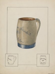 Caneca de cerveja de barro, c. 1938.