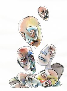 Cabeças humanas abstratas
